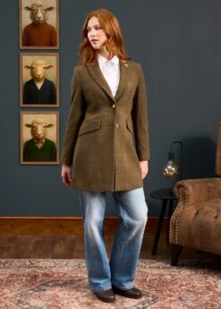 Combrook Ladies Mid-Thigh Coat In Willow - Regular Fit -AlanPaine Shop Combrook Ladies Mid Thigh Coat Willow 3