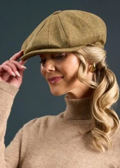 Combrook Ladies Tweed Country Cap In Grove -AlanPaine Shop Combrook Ladies Tweed Country Cap Grove 2