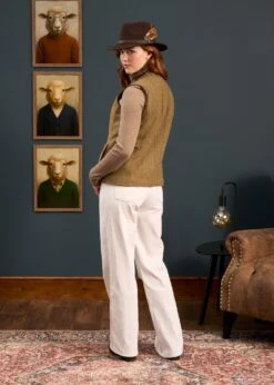 Combrook Ladies Tweed Gilet In Grove - Regular Fit -AlanPaine Shop Combrook Ladies Tweed Gilet Grove 5