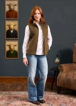 Combrook Ladies Tweed Gilet In Willow - Regular Fit -AlanPaine Shop Combrook Ladies Tweed Gilet Willow 6