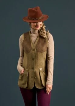 Combrook Ladies Tweed Shooting Waistcoat In Grove - Regular Fit -AlanPaine Shop Combrook Ladies Tweed Shooting Waistcoat Grove 2