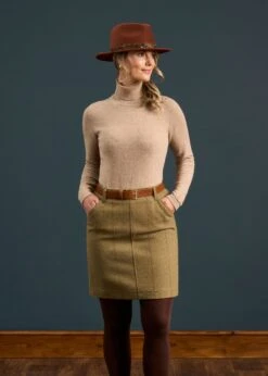 Combrook Ladies Tweed Skirt 49cm In Grove -AlanPaine Shop Combrook Ladies Tweed Skirt Grove 2