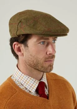 Combrook Men's Tweed Flat Cap In Sage -AlanPaine Shop Combrook Mens Tweed Flat Cap Sage 3