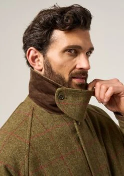 Combrook Men's Waterproof Tweed Coat In Sage - Regular Fit -AlanPaine Shop Combrook Mens Tweed Shooting Coat Sage 2