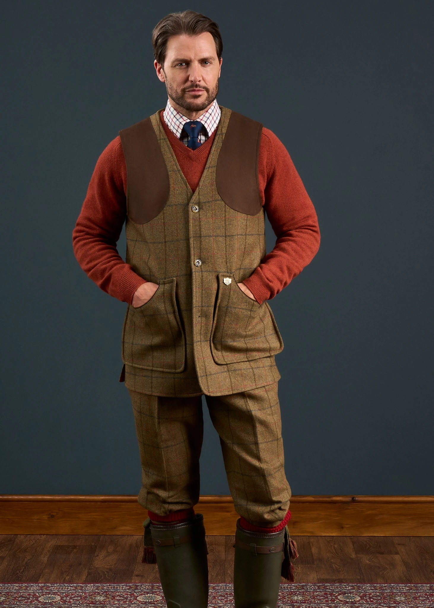 Combrook Men's Tweed Shooting Waistcoat In Thyme - Shooting Fit 4 Combrook Men's Tweed Shooting Waistcoat In Thyme - Shooting Fit - Image 2