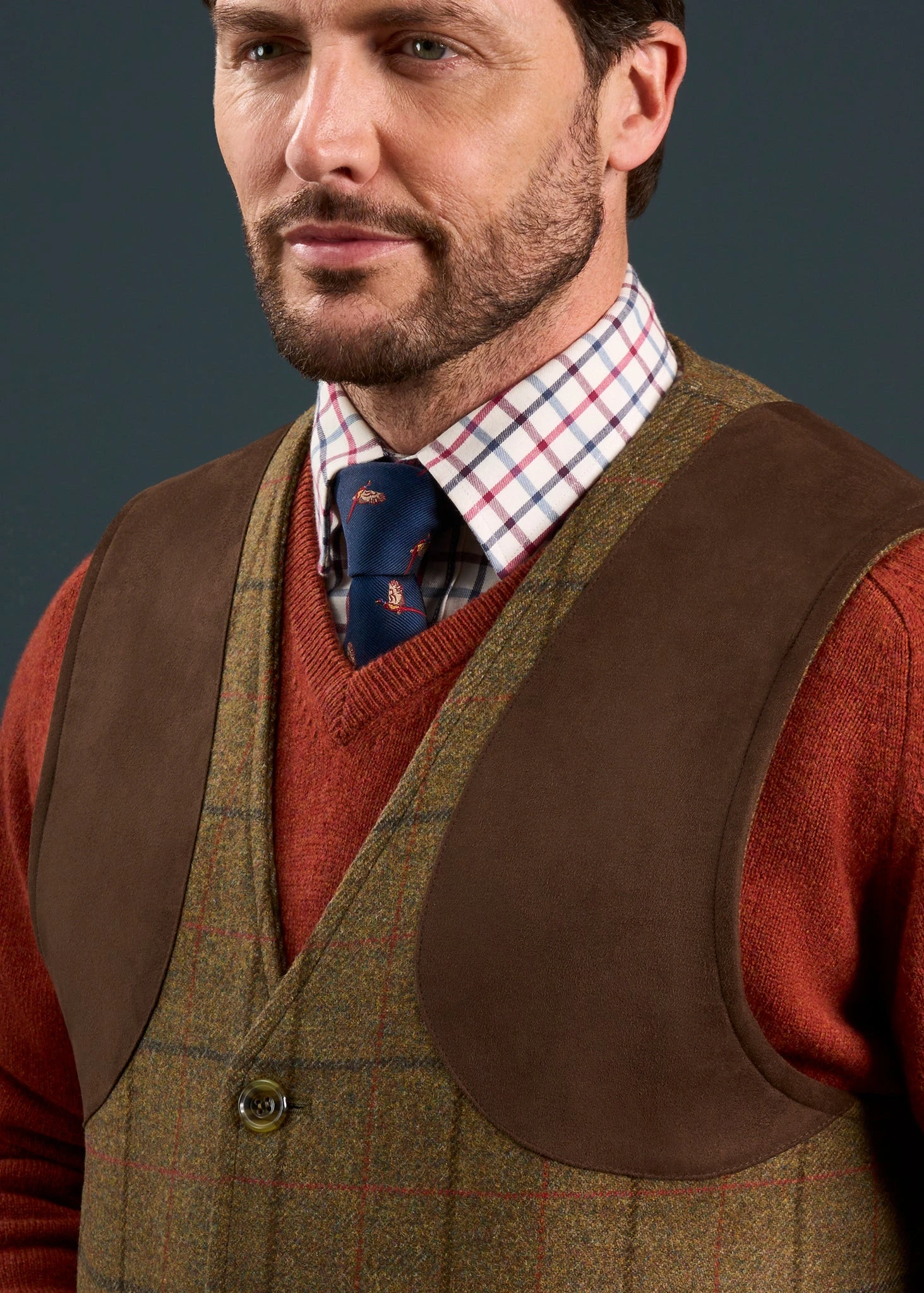 Combrook Men's Tweed Shooting Waistcoat In Thyme - Shooting Fit 6 Combrook Men's Tweed Shooting Waistcoat In Thyme - Shooting Fit - Image 4