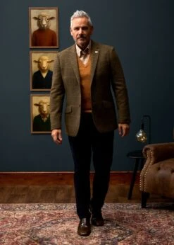 Combrook Men's Tweed Sports Blazer In Teak - Regular Fit -AlanPaine Shop Combrook Mens Tweed Sports Blazer Teak 2