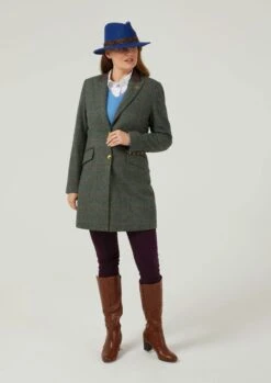 Combrook Ladies Mid-Thigh Coat In Spruce - Regular Fit -AlanPaine Shop Combrook Midlength Coat Spruce 03