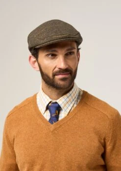 Combrook Men's Tweed Flat Cap In Teak -AlanPaine Shop Combrook Tweed Flat Cap Teak