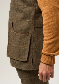 Combrook Men's Tweed Shooting Waistcoat In Teak - Shooting Fit -AlanPaine Shop Combrook Tweed Shooting Waistcoat Teak 3