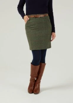Combrook Ladies Tweed Skirt 49cm In Heath -AlanPaine Shop Combrook Tweed Skirt Heath