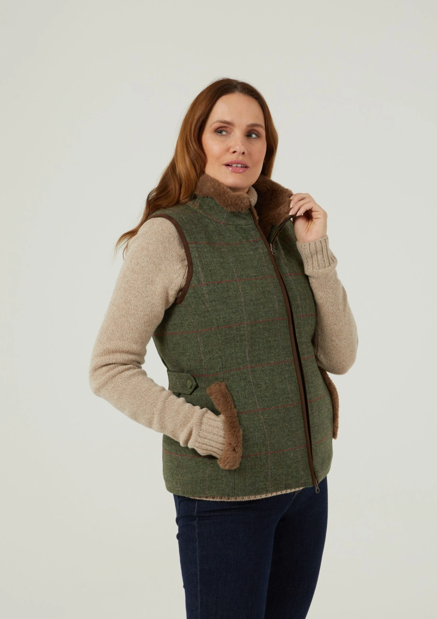 Combrook Ladies Tweed Gilet In Heath - Regular Fit 4 Combrook Ladies Tweed Gilet In Heath - Regular Fit - Image 2
