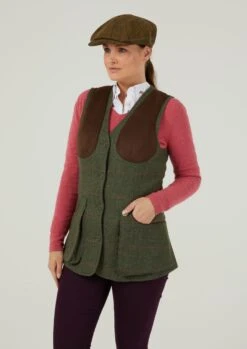 Combrook Ladies Tweed Shooting Waistcoat In Heath - Regular Fit -AlanPaine Shop Combrook Womens Tweed Shooting Waistcoat Heath 1