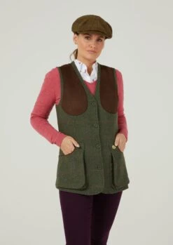 Combrook Ladies Tweed Shooting Waistcoat In Heath - Regular Fit -AlanPaine Shop Combrook Womens Tweed Shooting Waistcoat Heath