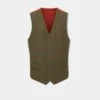 Combrook Men's Tweed Lined-Back Waistcoat In Reed - Regular Fit -AlanPaine Shop Comrbook Mens Tweed Lined Back Waistcoat Reed