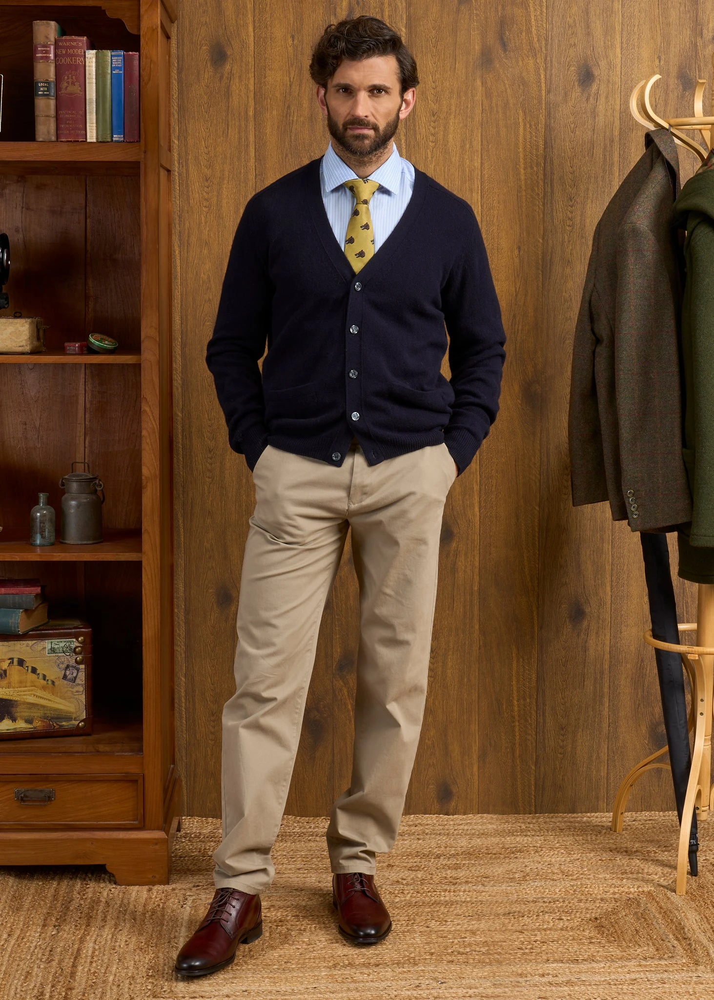 Cornwall Lambswool Cardigan In Navy - Classic Fit 4 Cornwall Lambswool Cardigan In Navy - Classic Fit - Image 2