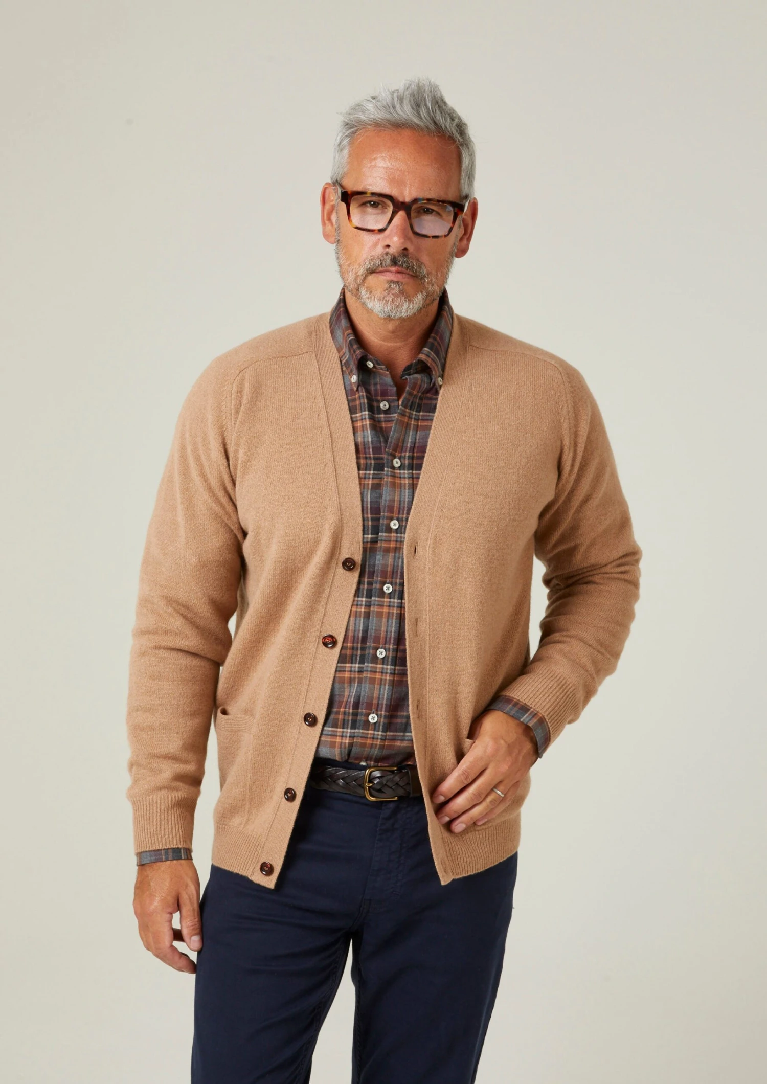 Cornwall Lambswool Cardigan In Camel - Classic Fit 4 Cornwall Lambswool Cardigan In Camel - Classic Fit - Image 2