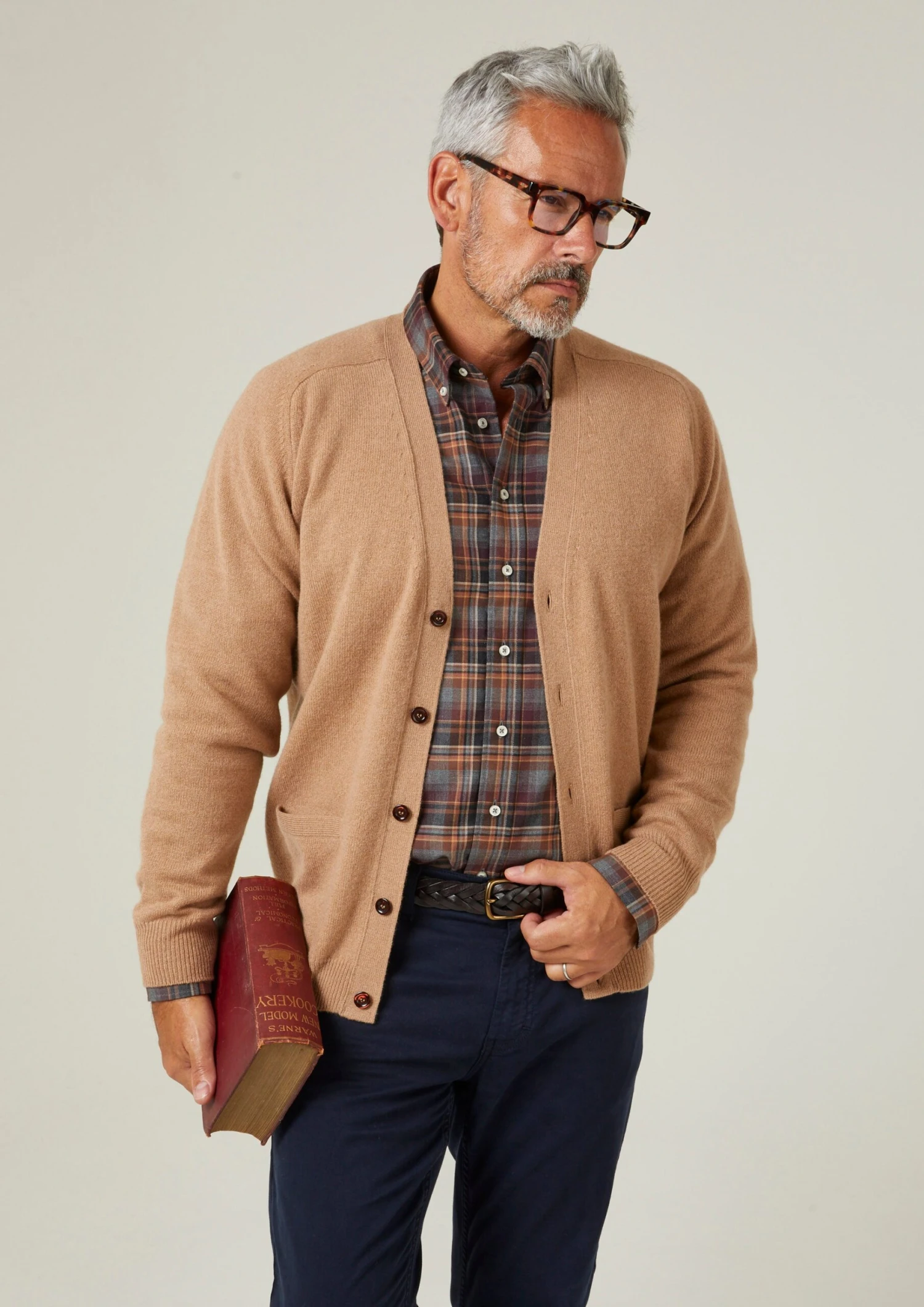 Cornwall Lambswool Cardigan In Camel - Classic Fit 5 Cornwall Lambswool Cardigan In Camel - Classic Fit - Image 3