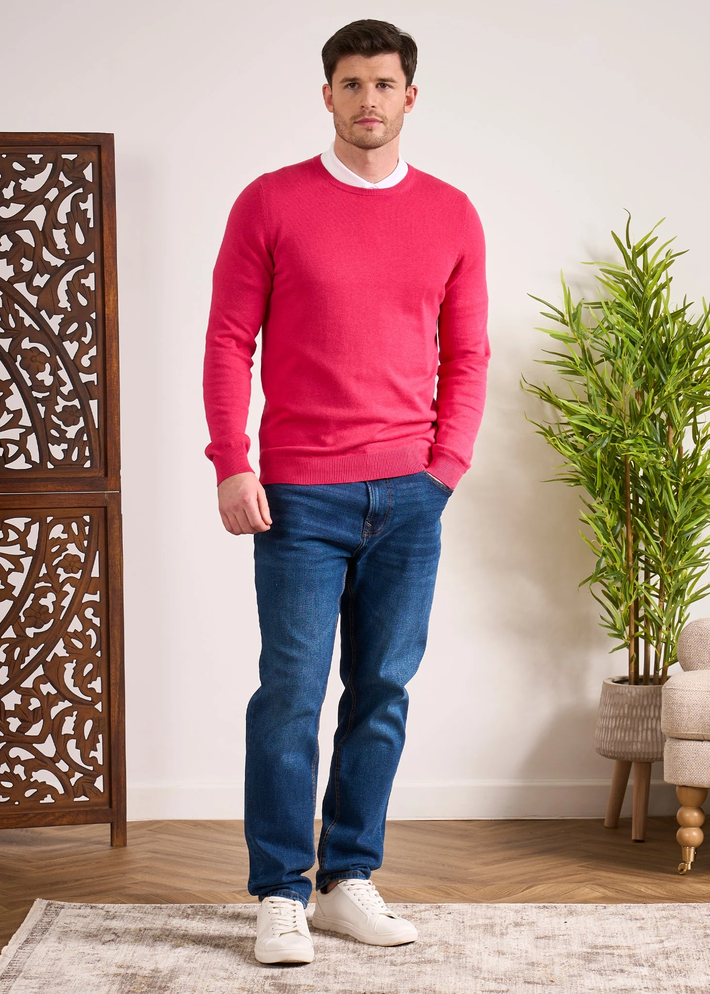 Leysmill Cotton Cashmere Jumper In Raspberry 5 Leysmill Cotton Cashmere Jumper In Raspberry - Image 3