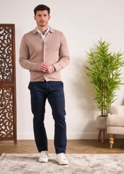 Medstead Men's Long Sleeve Shirt In Coffee -AlanPaine Shop Cotton Cashmere Overshirt Coffee 3