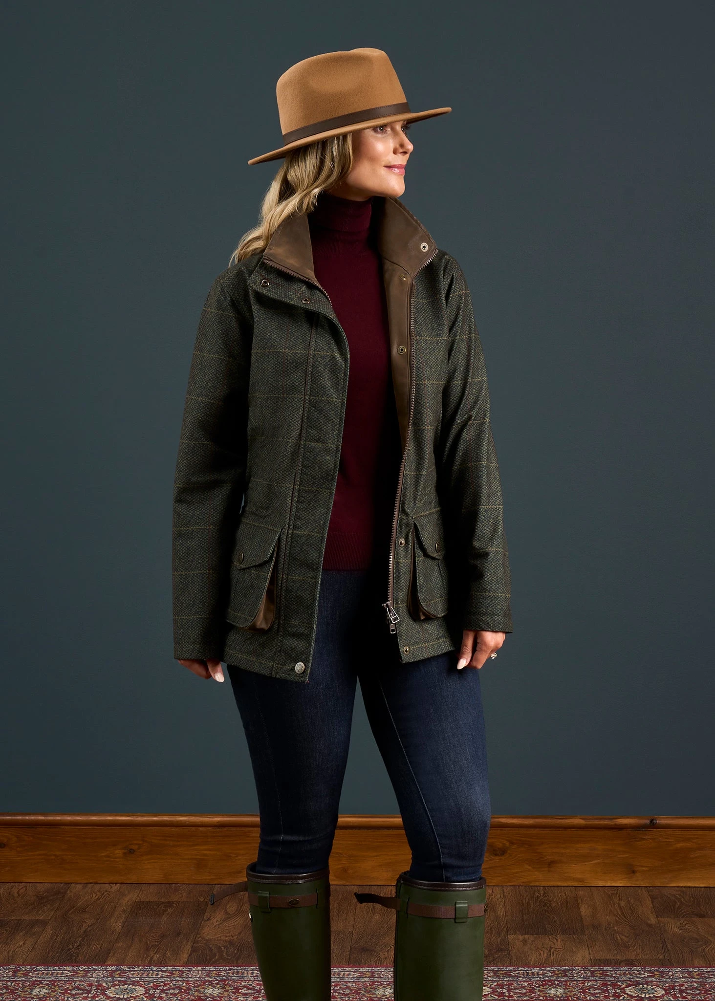 Didsmere Ladies Technical Tweed Coat In Myrtle - Regular Fit 4 Didsmere Ladies Technical Tweed Coat In Myrtle - Regular Fit - Image 2