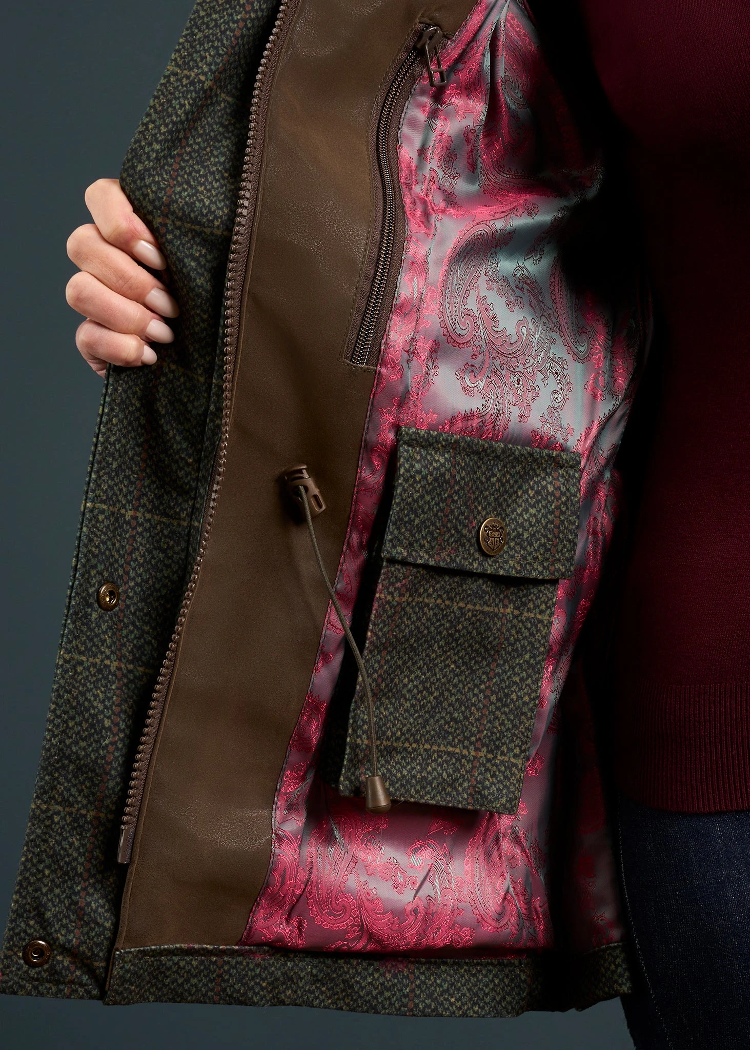 Didsmere Ladies Technical Tweed Coat In Myrtle - Regular Fit 8 Didsmere Ladies Technical Tweed Coat In Myrtle - Regular Fit - Image 6