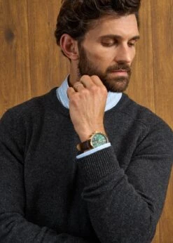 Dorset Men's Lambswool Jumper In Charcoal - Classic Fit -AlanPaine Shop Dorset Mens Lambswool Jumper Charcoal 5