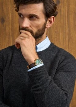 Dorset Men's Lambswool Jumper In Charcoal - Classic Fit -AlanPaine Shop Dorset Mens Lambswool Jumper Charcoal 6