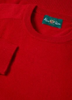 Dorset Men's Lambswool Jumper In Dubonnet - Classic Fit -AlanPaine Shop Dorset Mens Lambswool Jumper Red
