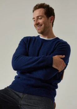 Dorset Men's Lambswool Jumper In Indigo - Classic Fit -AlanPaine Shop Dorset mens lambswool jumper indigo 5 0f11e9a3 56da 43b3 b942 17e018309609
