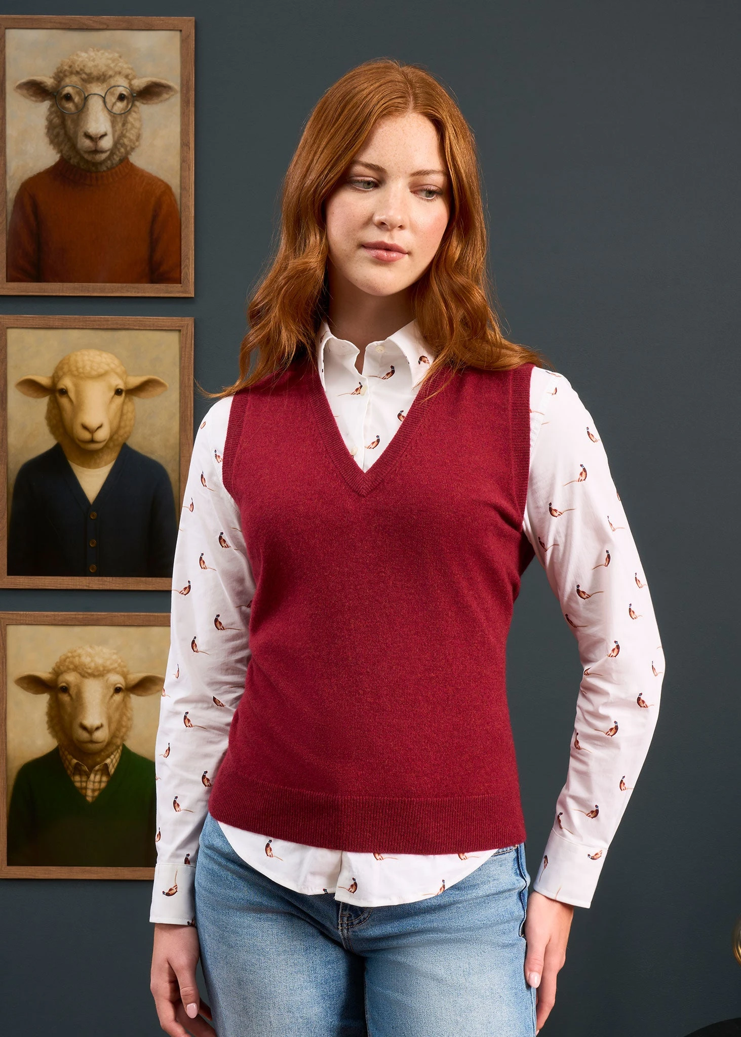 Erin Luxury Vee Neck Tank Top In Berry 3 Erin Luxury Vee Neck Tank Top In Berry - Image 2