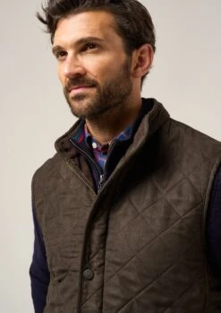 Felwell Men's Gilet In Olive - Regular Fit -AlanPaine Shop Felwell Mens Quilted Gilet Olive 1