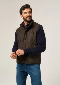 Felwell Men's Gilet In Olive - Regular Fit -AlanPaine Shop Felwell Mens Quilted Gilet Olive 2