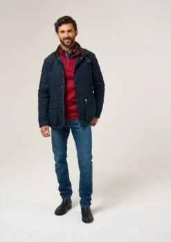 Felwell Men's Quilted Jacket In Dark Navy - Regular Fit -AlanPaine Shop Felwell Mens Quilted Jacket Navy 1