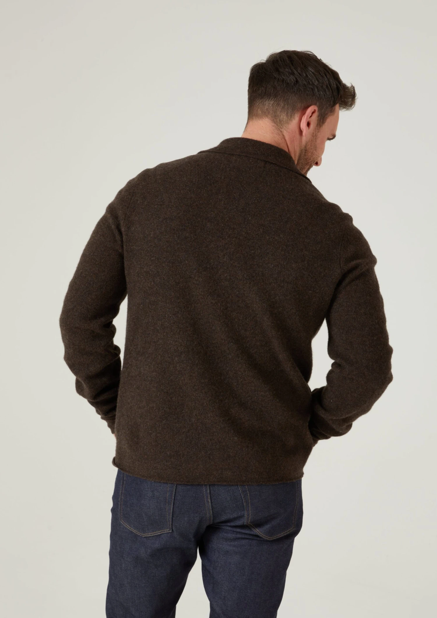 Ferndale Men's Knitted Lambswool Shirt In Cocoa - Regular Fit 5 Ferndale Men's Knitted Lambswool Shirt In Cocoa - Regular Fit - Image 3