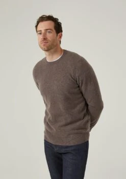 Brisbane Geelong Wool Jumper In Teak - Regular Fit -AlanPaine Shop Geelong Jumper Teak 4
