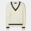 Grafton Men's Merino Wool Cable Cricket Jumper In Ecru - Regular Fit 1 Grafton Men's Merino Wool Cable Cricket Jumper In Ecru - Regular Fit -AlanPaine Shop Grafton Mens Merino Wool Cable Cricket Jumper Ecru Bordeaux Hunter