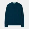 Haddington Cashmere Jumper In Bottle Blue - Regular Fit -AlanPaine Shop Haddington Mens Cashmere Jumper Bottle Blue