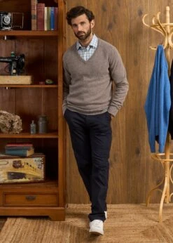 Hampshire Lambswool Jumper In Vole - Classic Fit 11 Hampshire Lambswool Jumper In Vole - Classic Fit -AlanPaine Shop Hampshire Lambswool Jumper Vole 1