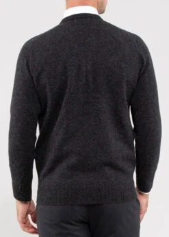 Hampshire Men's Lambswool Jumper In Charcoal - Classic Fit 11 Hampshire Men's Lambswool Jumper In Charcoal - Classic Fit -AlanPaine Shop Hampshire Lambswool Saddle Shoulder Charcoal Jumper image3