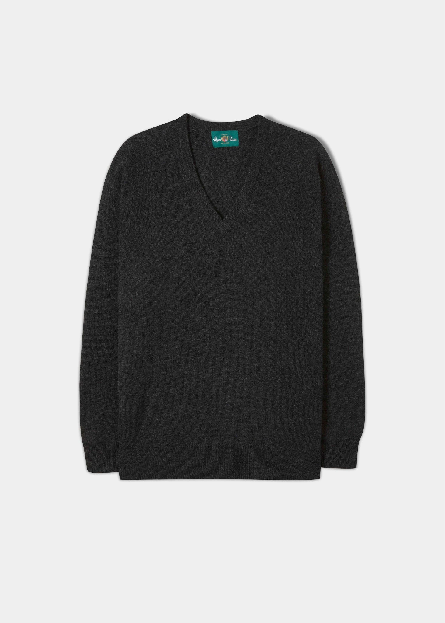 Hampshire Men's Lambswool Jumper In Charcoal - Classic Fit 3 Hampshire Men's Lambswool Jumper In Charcoal - Classic Fit