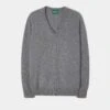 Hampshire Lambswool Jumper In Grey Mix - Classic Fit -AlanPaine Shop Hampshire Lambswool Saddle Shoulder Grey Mix Jumper