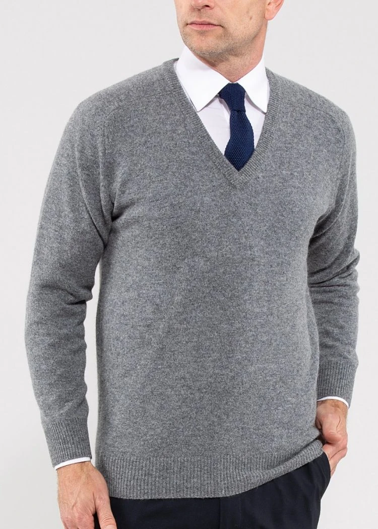 Hampshire Lambswool Jumper In Grey Mix - Classic Fit 5 Hampshire Lambswool Jumper In Grey Mix - Classic Fit - Image 3