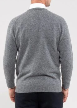 Hampshire Lambswool Jumper In Grey Mix - Classic Fit 10 Hampshire Lambswool Jumper In Grey Mix - Classic Fit -AlanPaine Shop Hampshire Lambswool Saddle Shoulder Grey Mix Jumper Image3