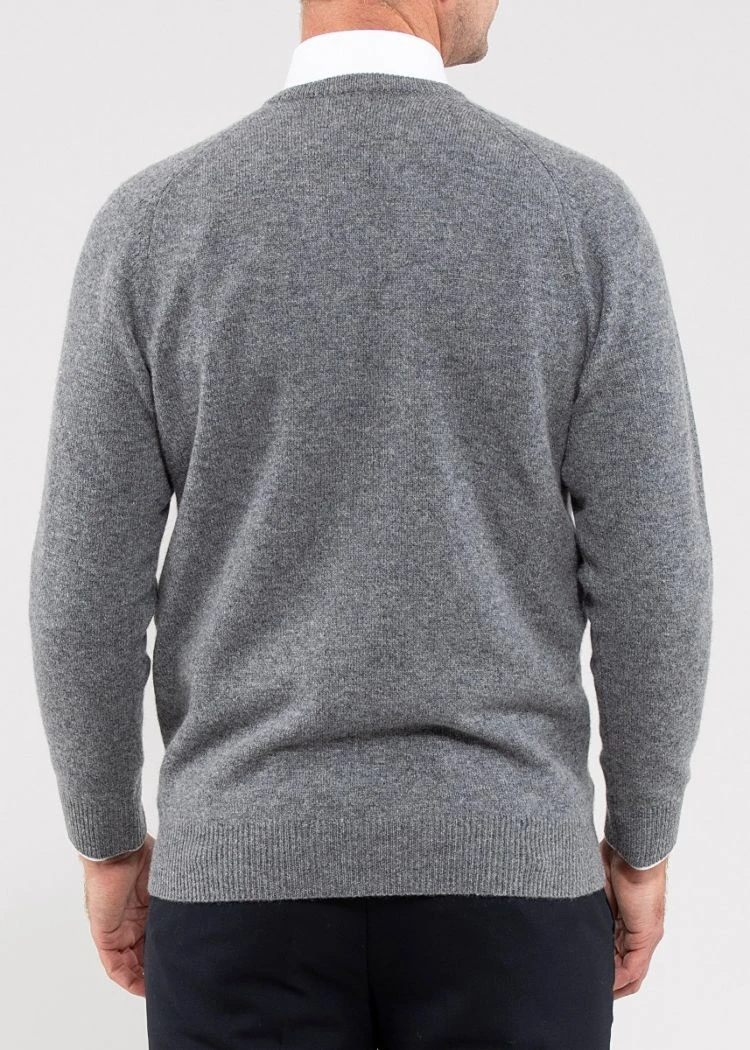 Hampshire Lambswool Jumper In Grey Mix - Classic Fit 6 Hampshire Lambswool Jumper In Grey Mix - Classic Fit - Image 4