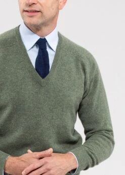 Hampshire Lambswool Jumper In Landscape - Classic Fit -AlanPaine Shop Hampshire Lambswool Saddle Shoulder Landscape Image1