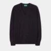 Hampshire Lambswool Jumper In Navy - Classic Fit -AlanPaine Shop Hampshire Lambswool Saddle Shoulder Navy Jumper