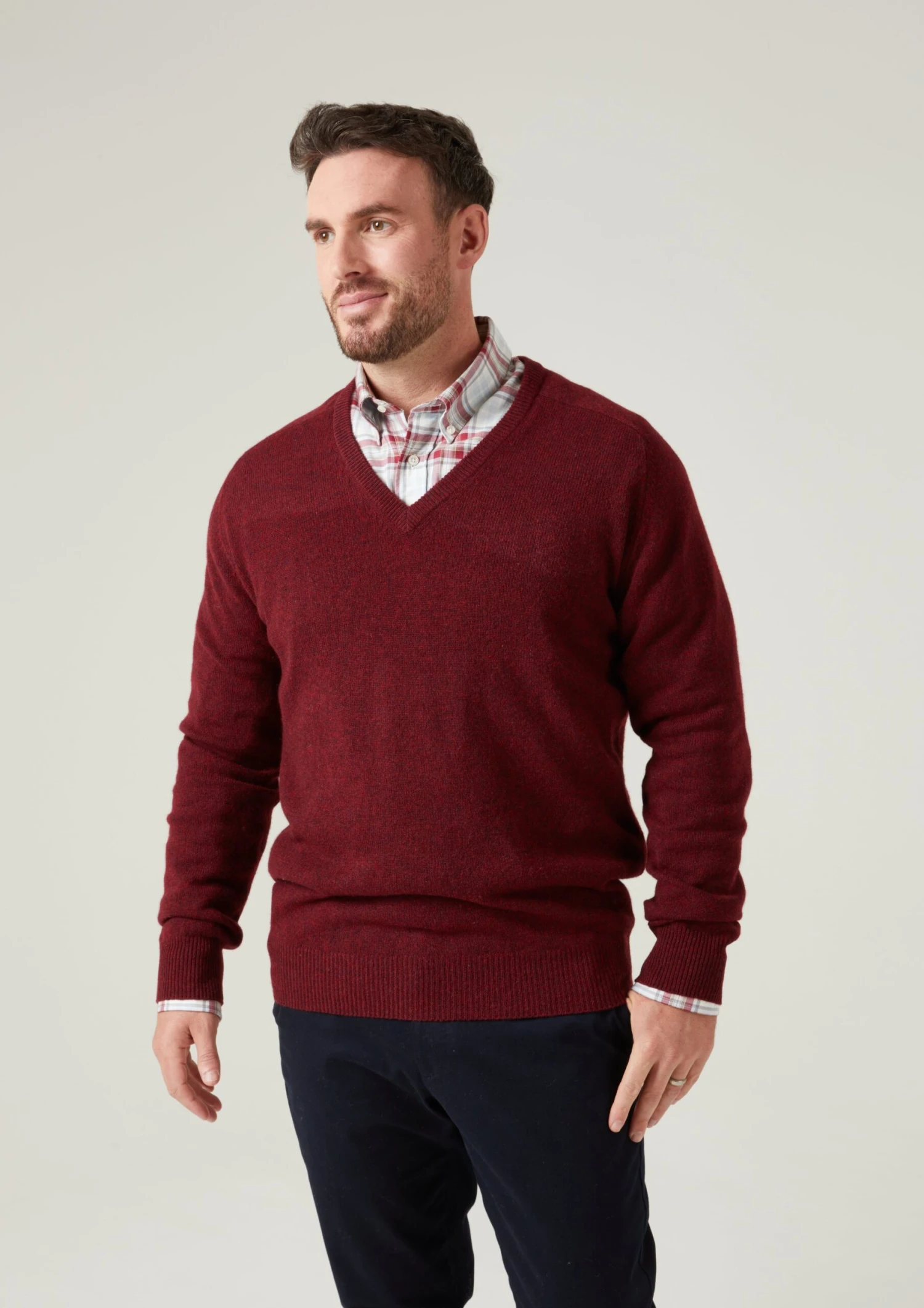 Hampshire Lambswool Jumper In Red Velvet - Classic Fit 4 Hampshire Lambswool Jumper In Red Velvet - Classic Fit - Image 2