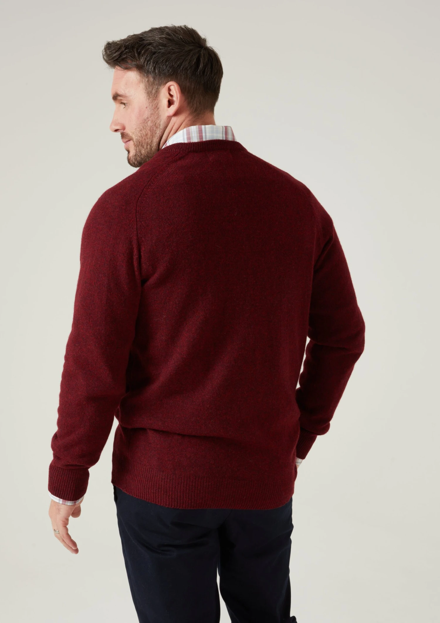 Hampshire Lambswool Jumper In Red Velvet - Classic Fit 5 Hampshire Lambswool Jumper In Red Velvet - Classic Fit - Image 3