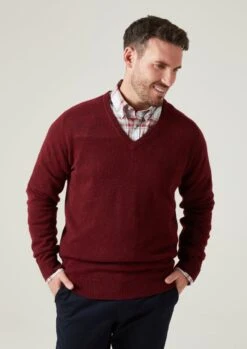 Hampshire Lambswool Jumper In Red Velvet - Classic Fit 10 Hampshire Lambswool Jumper In Red Velvet - Classic Fit -AlanPaine Shop Hampshire Men s Lambswool Jumper In Classic Fit Red velvet 5